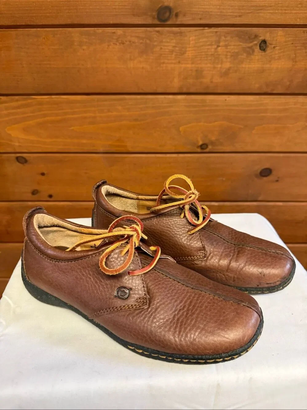 Børn Womans leather comfort oxford split-toe stitching/Pebbled Shoes Sz 9